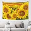 Tapestries Sunflower Tapestry Yellow Blooming Flower Green Leaves Country Landscape Tapestries Wall Hanging For Bedroom Living Room Dorm R230810