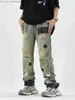 Men's Pants 2023 US Street Wash Star Hole Jeans Men's and Women's Loose Straight High Street Trousers Pantalon homme Jeans New Z230814