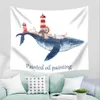 Tapestries Sea Animal Whale Fantasy Watercolor Painting Tapestry Living Room Bedroom Decoration Background Hanging Anime R230810