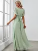 Urban Sexy Dresses Elegant aftonklänningar Långt en linje Kort ärm Vneck Chiffon FloorLength -klänning 2023 Ever Pretty of Simple Prom Women Dress 230810