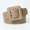 Belts 2023 New Retro Snakeskin Pattern Pin Buckle PU Belt Women Vintage Square Buckle Solid Dress Jeans Wide Belts