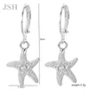 Dingle örhängen mode 925 Stamp Silver Color Street Starfish for Women Ear Clip High Quality Jewelry Christmas Gift