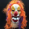 New Clown Mask Long Curl Colorful Hair Latex Mask Carnival Halloween Mask Masquerade Party Costume free shipping