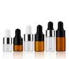 Toptan 20pcs 1/2/3 ml Amber Cam Esansiyel Yağ Aromaterapi Damlası Şişeler Altın Alüminyum Kapak Reaktif Damla Göz Sıvı Pipet Şişesi LL