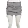 Joupes vintage à cordon de crampon de taille basse jupe de cargaison gris chic élégant mini jupes droites dames streetwear mode de mode 230811