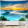 Tapisseries murales suspendues au lever du soleil, montagnes et rivières, aurore, paysage naturel, décoration artistique pour la maison