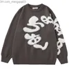 Męskie swetry jesień męski skoczkowy sweter Hip Hop List Jacquard Knitted Street Clothing HARAJUKU Fashion Casual Zipper Dzianin Ubranie Z230811