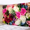 Tapisserier Anpassningsbara rosa rosen fjäril hängande vägg täckande växt tapet sovrum tapestry konst vägg täcker takbakgrund R230811