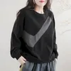 Kadınların hoodies% 96 pamuk kazakları kadınlar rahat gevşek patchwork sweatshirt bahar sonbahar tasarımı moda kazak estetik üst y2k