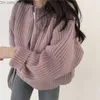 Women's Sweaters Xpqbb Autumn Women's Sweater Coat Harajuku Loose Long Sleeve Zipper Knitted Open Front Women's Solid Casual Cut Knitted Open Front Z230814