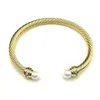 Fashion 5MM Pearl thick Twist womens Luxury bracelet Jewelry designer Bracelets for women silver gold Jewelrys 18k 14k gold Plated Twisted Wedding Gifts