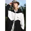 Mens Jackets Streetwear Fashion Denim Black White Patchwork Harajuku Hip Hop Overized Y2K Coat Outwear 230810