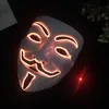 LED Party Masks V voor Vendetta Anonieme Guy Fawkes Party Cosplay Masquerade Masker Mask Mask Fancy Fancy Adult Costume Accessory HKD230810