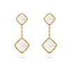 Aretes diseñador 4/cuatro hojas trébol encanto aretes atrás madreperla plata moda 18 quilates chapado en oro ágata para mujeres niñas joyería de boda de San Valentín 1HOK FXKK