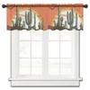 Curtain Cactus Desert Sunset Sheer Curtains For Kitchen Cafe Half Short Tulle Window Valance Home Decor