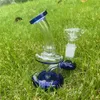 4 pulgadas Mini Bong de vidrio Difundido Perc Calidad Tubería de agua pesada Hookah Bubbler Blue Bubbler Pipes con un tazón de tabaco macho redondo de 14 mm