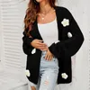 Frauen Strick Frauen Blumenanwendungen Pullover elegant weich lose offene vordere vorne geschnittene Strickjacke Comfy Solid Fashion Pullover täglich Festivals