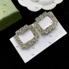 Med Box Crystal Earrings Womens Luxury Pendant Studs Fashion Letters Dingles Studs Trendy Party Chandelier Earrings Jewelry