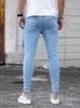 Мужские джинсы 2023 Мужчины растягивают узкие мужские дизайнерские дизайнерские эластичные джинсовые брюки.