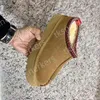 Womens Tazz Chinelos Tasman Slides 10A Couro Genuíno de Alta Qualidade Lã Luxurys Austrália Inverno Designer Botas Sandálias Mulheres Plataforma Designer Sapatos Size35-44