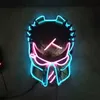 Cosplay Film Predator Maske Tam Yüz Partisi Prop Neon Led Maskesi Cadılar Bayramı Parti Dekorasyonu HKD230810 için Karanlıkta Aydınlatma