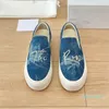 Casual Women Designer Sneakers Lofer Fashion Thick Bottom Denim Blue Canvas Washed Embroidered Letters