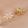 Stud Earrings Women's Fashion Snowflake Gilding Zircon Simple Sweet Flower Little Fresh Celebrity Student Jewelry