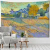 Arazzi Bustling City View Van Gogh Painting Wall Tapestry Tape a sospensione di Hippie Art Style soggiorno Camera decorazione per la casa R230811