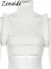 Kadın Tshirt Zenaide Pleuche Patchwork Kısa Stand Yasağı Çıplak Didifin Mahsul Tankları Kadın Allmatched Street Casual Giyim 230810