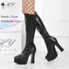 Tisos ultra altos de 13 cm Zapatos de mujer Reduce Toe Boots Boots de baile sexy club nocturno de cuero reina botas altas grandes 46 230811