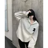 Men's Hoodies Sweatshirts Punk Style Lapel Collar Grey Sweatshirt Women Vintage Streetwear American Casual Pullover Hoodies Korean Fashion Clothes 230811