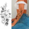 Tatuaggi temporanei da 100 pezzi lotto nero fiore nera rosa impermeabile tatuaggio temporaneo adesivo all'ingrosso di serpente lettera braccia gamba gamba henny manica finta 230811