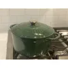 Soppa lagerkrukor gjutjärn 6.5 kvart emaljerad holländsk ugn smaragdgrön 230810