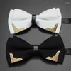 Bow Ties Men's Solid Black White Formal Dress Wedding Bowties för män Kvinnor Leisure Metal Bling Butterfly Bowknot Bankett Cravat