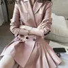 Casual Dresses AYUNSUE Genuine Sheepskin Leather For Womens Jacket Women's Clothing Elegant Jackets Women Pleated Dress