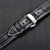 Watch Bands Business Leather Watch Straps Stainless Steel Butterfly Buckle Embossed Men Watchbands 161718192021222324 mm Strap 230810