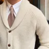 Men's Sweaters Fall Lapel Sweater Cardigan Men Knitting Pocket Winter Warm Coat Single Breasted Top Sexy Pleated