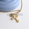 Подвесные ожерелья французский стиль золотистого титанового стального подвеска с каменным инкрустацией для прохладного и элегантного ожерелья темперамента воротника для женщин J23 J23