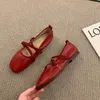 Платье обуви Bailamos Women Shoes Designer Mary Janes Shoes Woman Square Toe Japan Leather Flats Vintage узкие ленты 230810