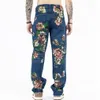 Men's Jeans GTDOM High Street Independent Hand painted Heavy Industry Fashion Graffiti Flower Mustard Pants Couple 230810