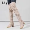 Boots Liyke 2023 New Fashion Round Toe Zip Thigh High Boots Women Autumn Winter Chunky Heels Motorcycle Over The Knee Shoe Botas Mujer J230811