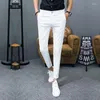 Erkekler Yaz Gündelik Takım Pantolon Erkek Streç Pürüzsüz Pantolonlar Konfor Kore Klasik Erkekler İş Siyah Gri Marka A08