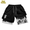 Shorts masculinos Anime Berserk 2 em 1 Ginásio para Homens Compressão Atlética Ativa 5 Polegadas Quick Dry Stretchy Treinamento Fitness Workout 230810