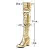 Boots Gold Silver Fashion Women Over the Knee Boots Autumn Winter Square High Heel Boots Batent Pu Leather Shipper Boots J230811