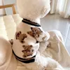 Dog Apparel Pet Warm Open Shirt Winter Dog Clothes Knitted Bear Sweater Teddy Two Foot Clothes Puppy Pop Clothes Birthday Gifts 230810