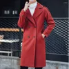 Men's Trench Coats Autumn/winter Coat Trend Wool Solid Color Suit Collar Long In Large Woollen Fabric