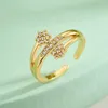 Cluster Rings Mafisar Fashion Romantic Wedding Female Engagement Jewelry Gold Color CZ Zircon Open For Elegant Women Gift