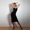 Scena zużycia pasiastego i gołego back frędzla Kobieta łacińska sukienka taneczna Kobiet Ballroom Samba Rumba Performwear yd108