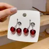 Stud Earrings Korean Version Of Cherries For Women Simple Cute Leaf Berry Small Fresh Fashion Jewelry Accessories Gifts