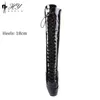 Ballet sexy da 18 cm alti tacchi alti SM Queen Stage Performance Lace su stivali a metà lunghezza Grande unisex 230811